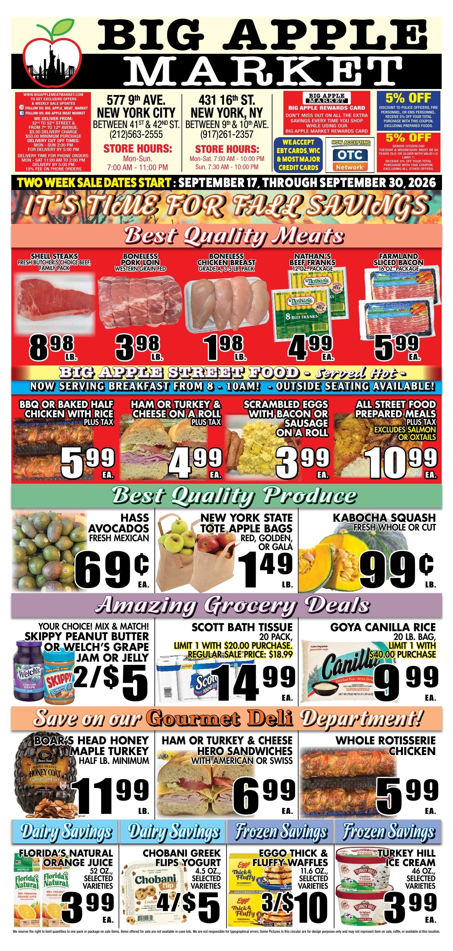 Big Apple Meat Market Weekly Ad September 17 - 30, 2026
