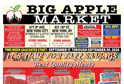 Big Apple Meat Market Weekly Ad September 17 - 30, 2026