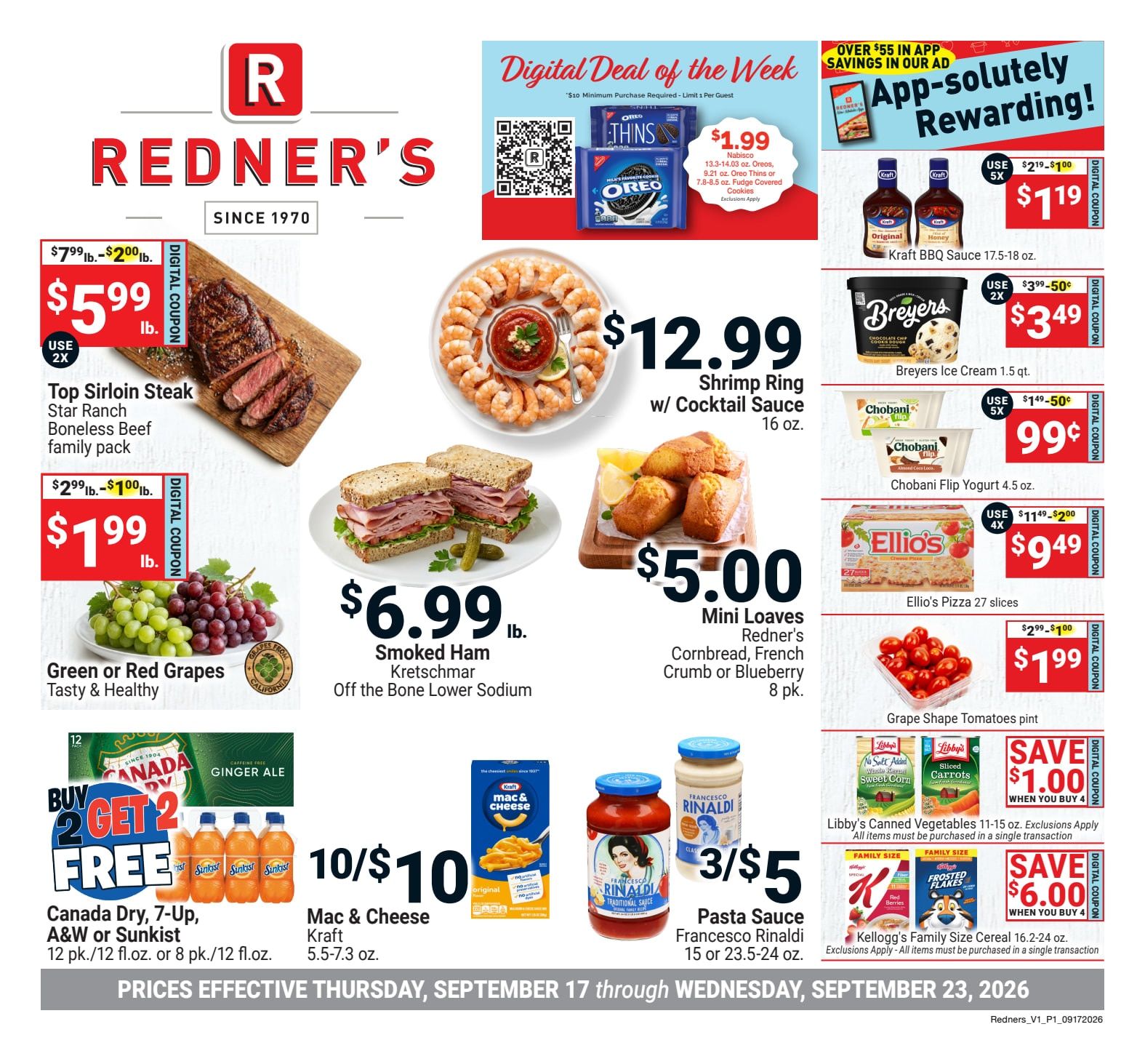 Redner's Markets (Hegins, PA) Weekly Ad September 17 - 23, 2026