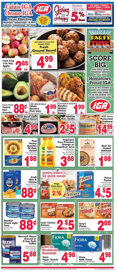 Orono IGA Weekly Ad September 17 - 23, 2026