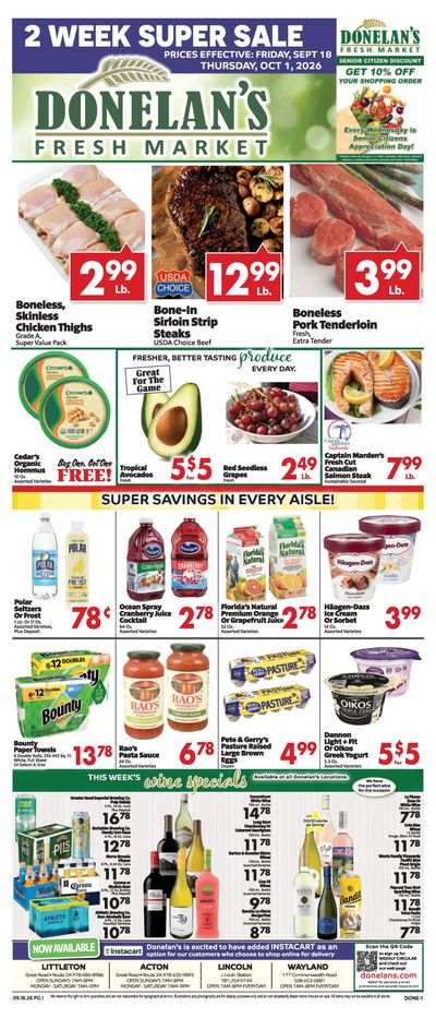 Donelan's Fresh Market Weekly Ad September 18 - October 1, 2026