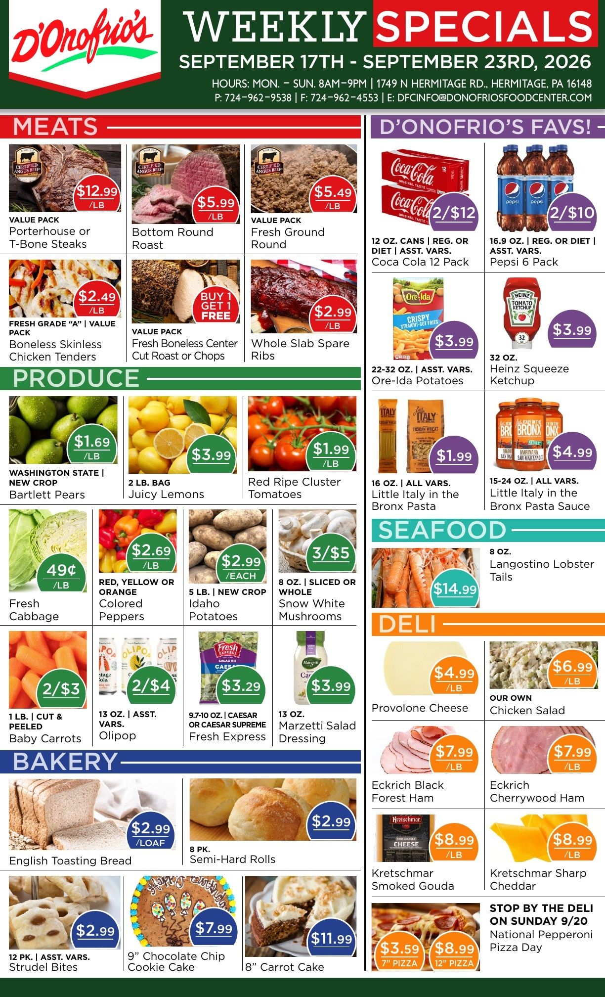 D'Onofrio's Food Center Weekly Ad September 17 - 23, 2026