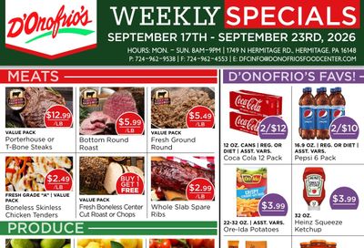 D'Onofrio's Food Center Weekly Ad September 17 - 23, 2026