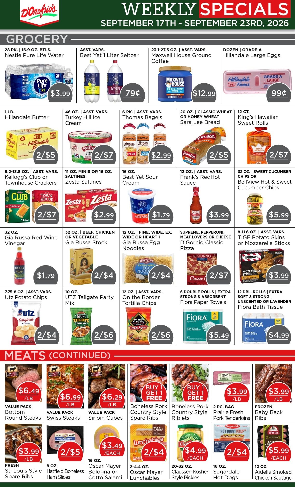 D'Onofrio's Food Center Weekly Ad September 17 - 23, 2026