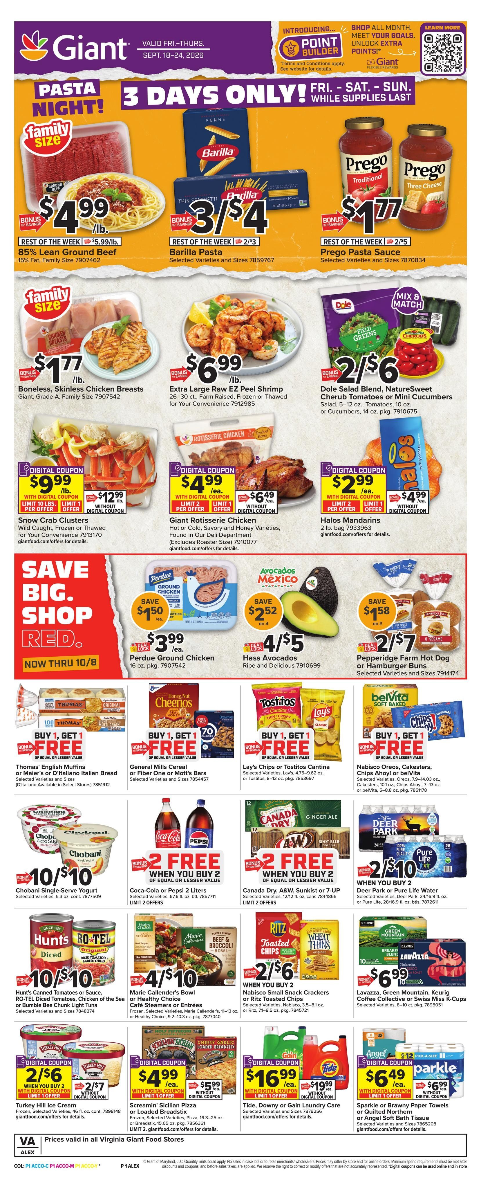 Giant Food (Alexandria Area, VA) Weekly Ad September 18 - 24, 2026