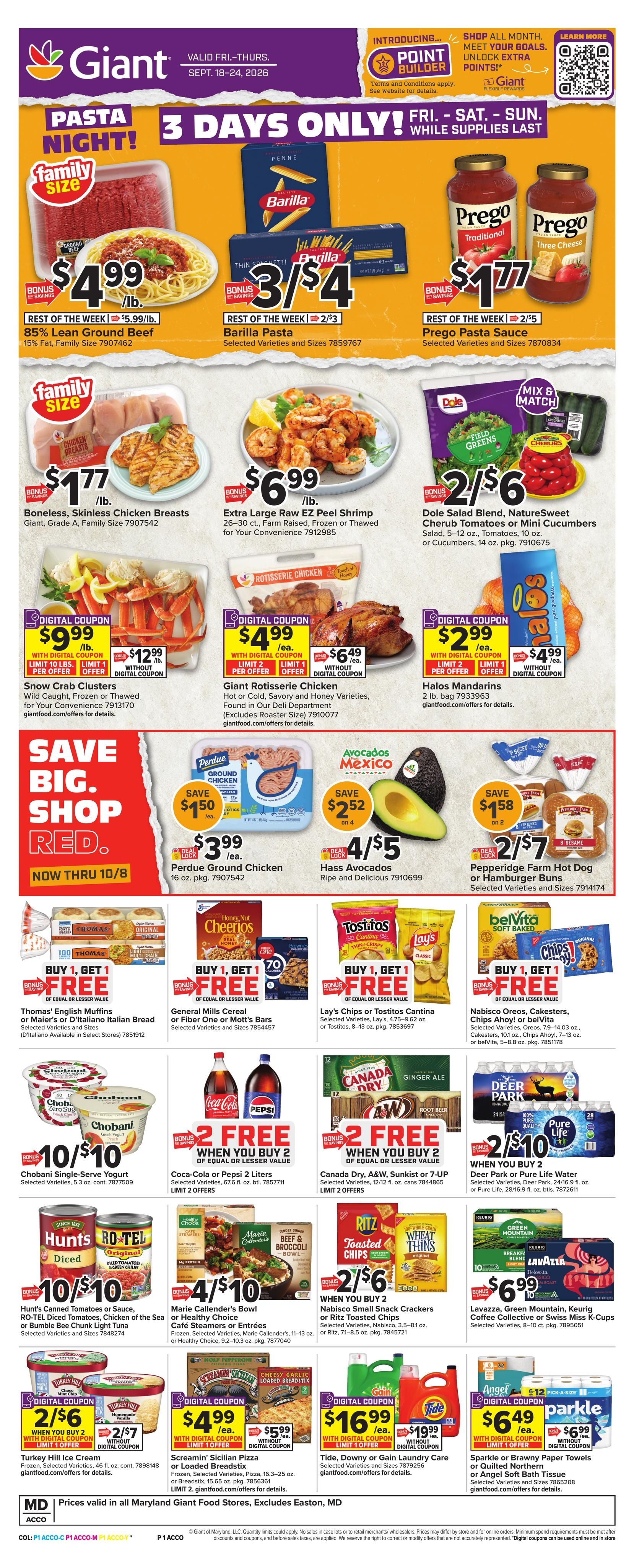 Giant Food (Annapolis Area, MD) Weekly Ad September 18 - 24, 2026