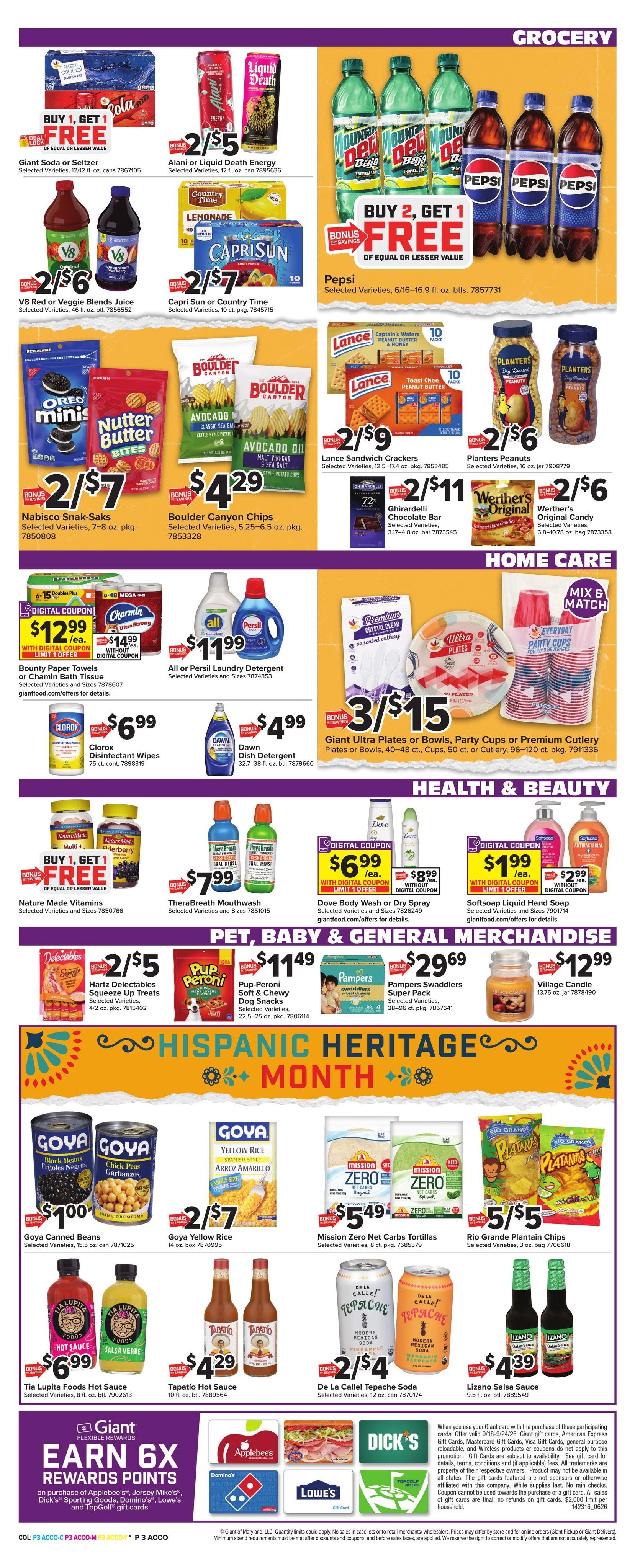 Giant Food (Bethany Beach Area, DE) Weekly Ad September 18 - 24, 2026