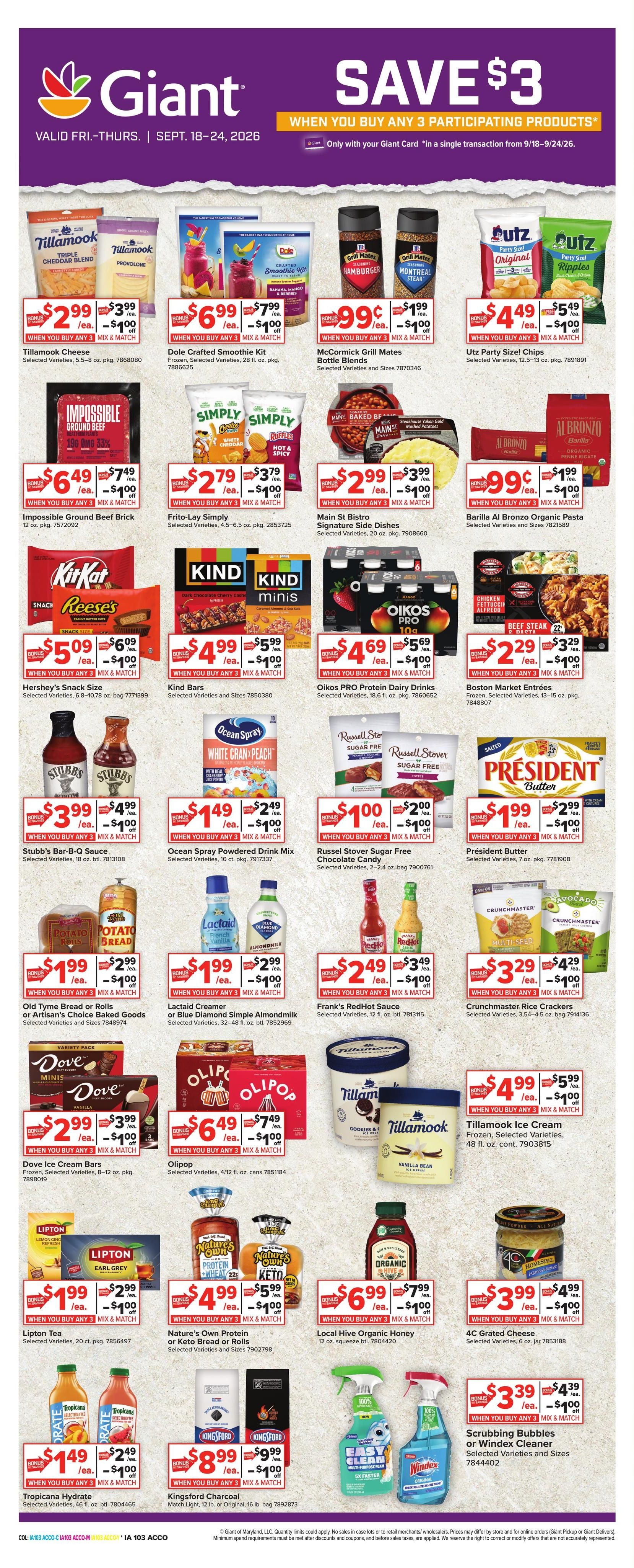 Giant Food (Bethany Beach Area, DE) Weekly Ad September 18 - 24, 2026