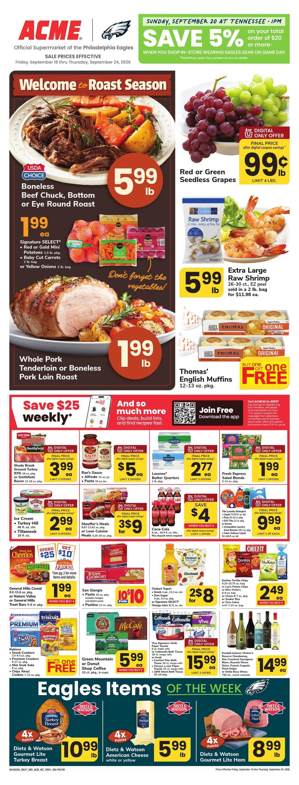 Acme Markets (Philadelphia Area, PA) Weekly Ad September 18 - 24, 2026