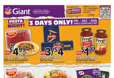 Giant Food (Washington Area, DC) Weekly Ad September 18 - 24, 2026