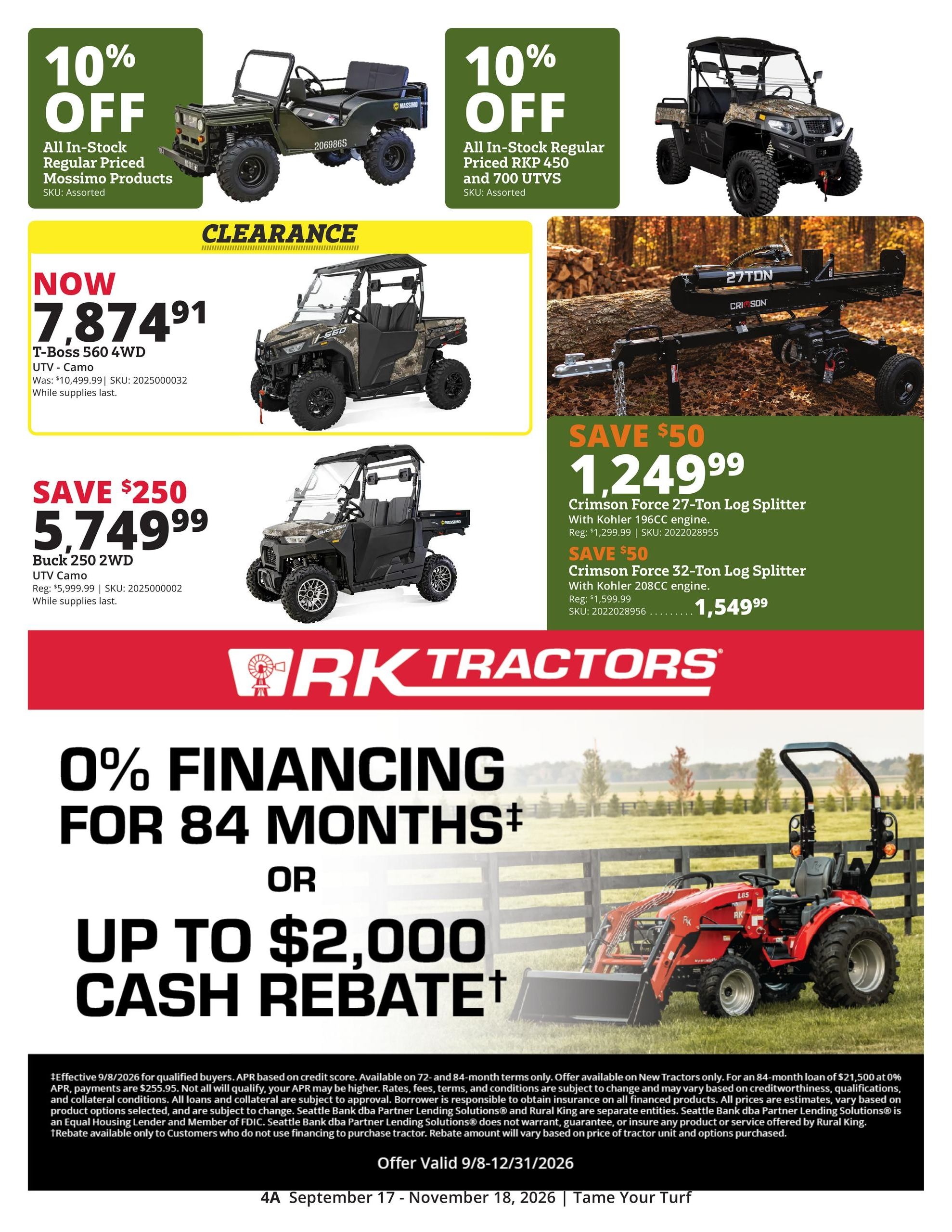 Rural King Weekly Ad September 17 - November 18, 2026