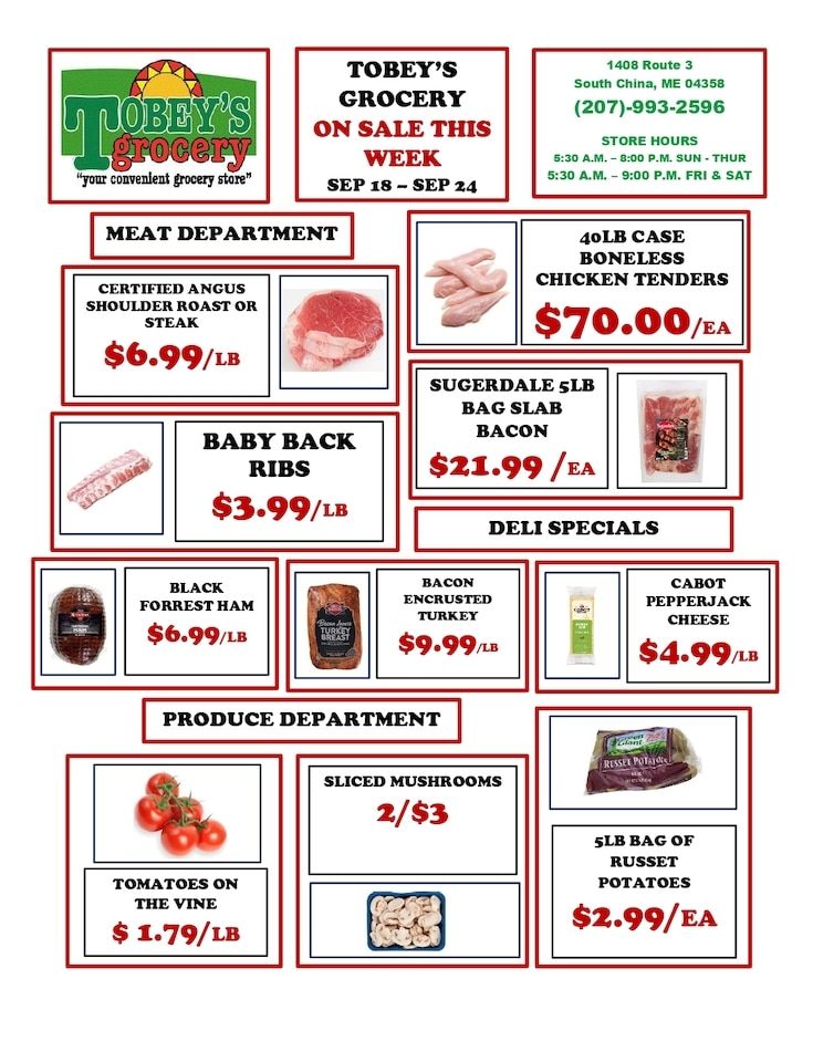 Tobey's Grocery Weekly Ad September 17 - 23, 2026