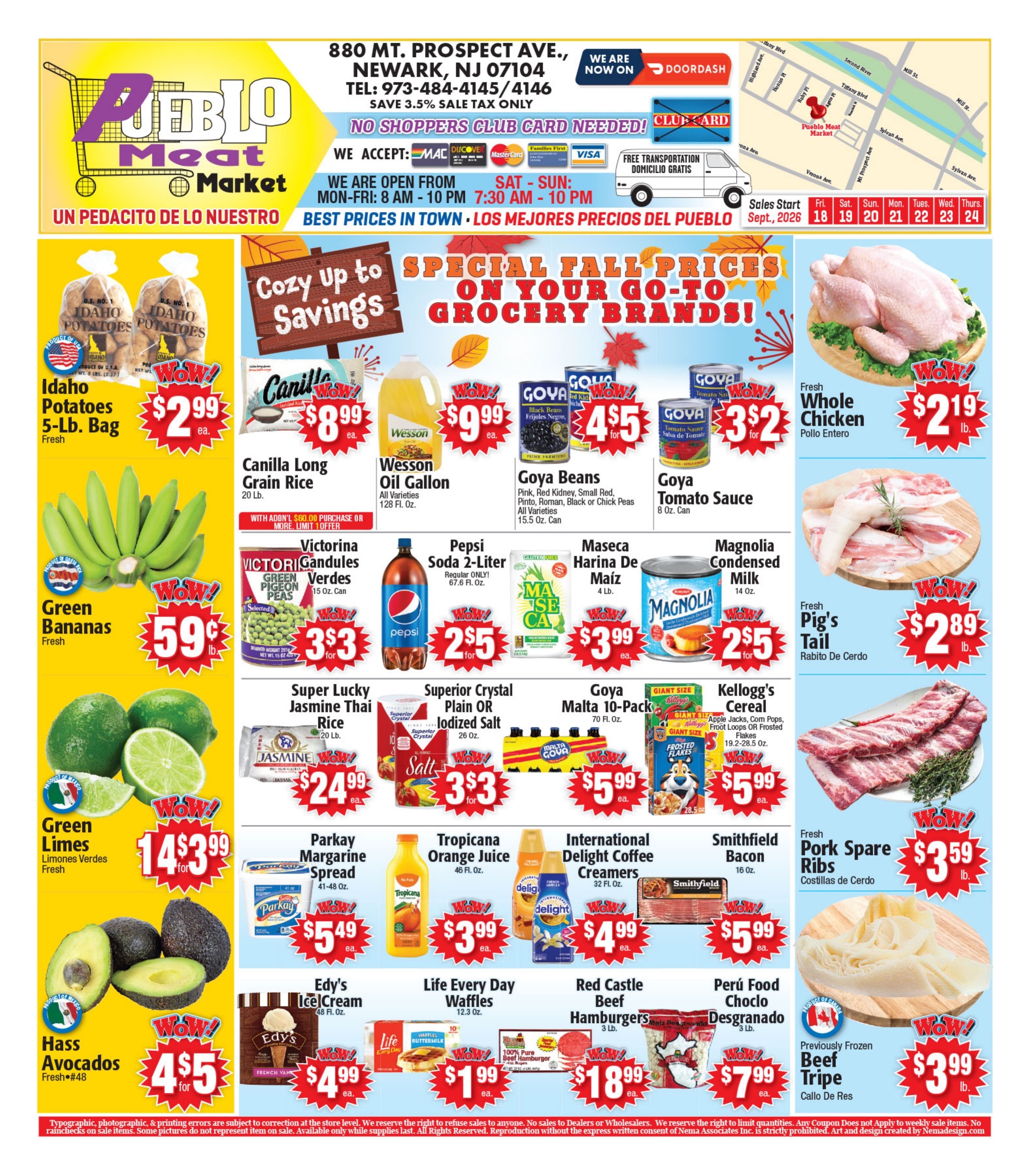 Pueblo Meat Market (880 Mt. Prospect Avenue, Newark, NJ) Weekly Ad September 17 - 23, 2026