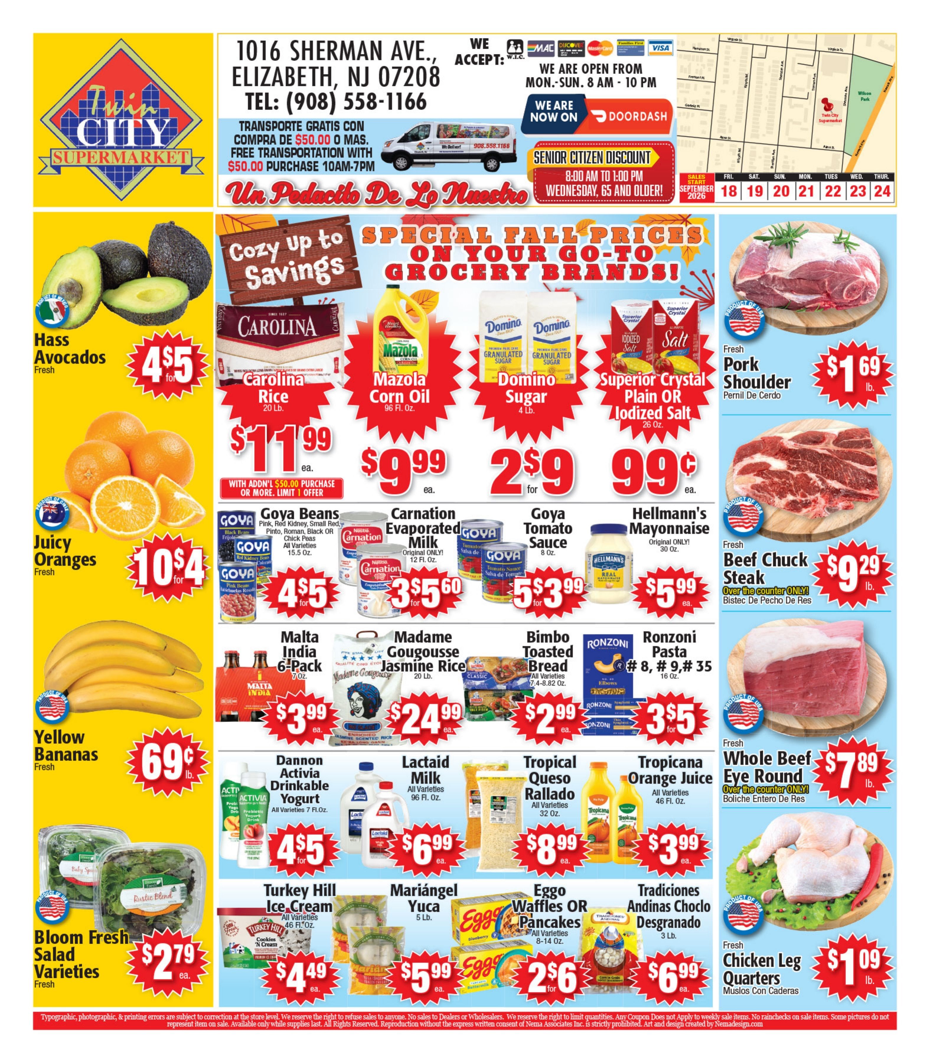 Twin City Supermarket (1016 Sherman Avenue, Elizabeth, NJ) Weekly Ad September 17 - 23, 2026