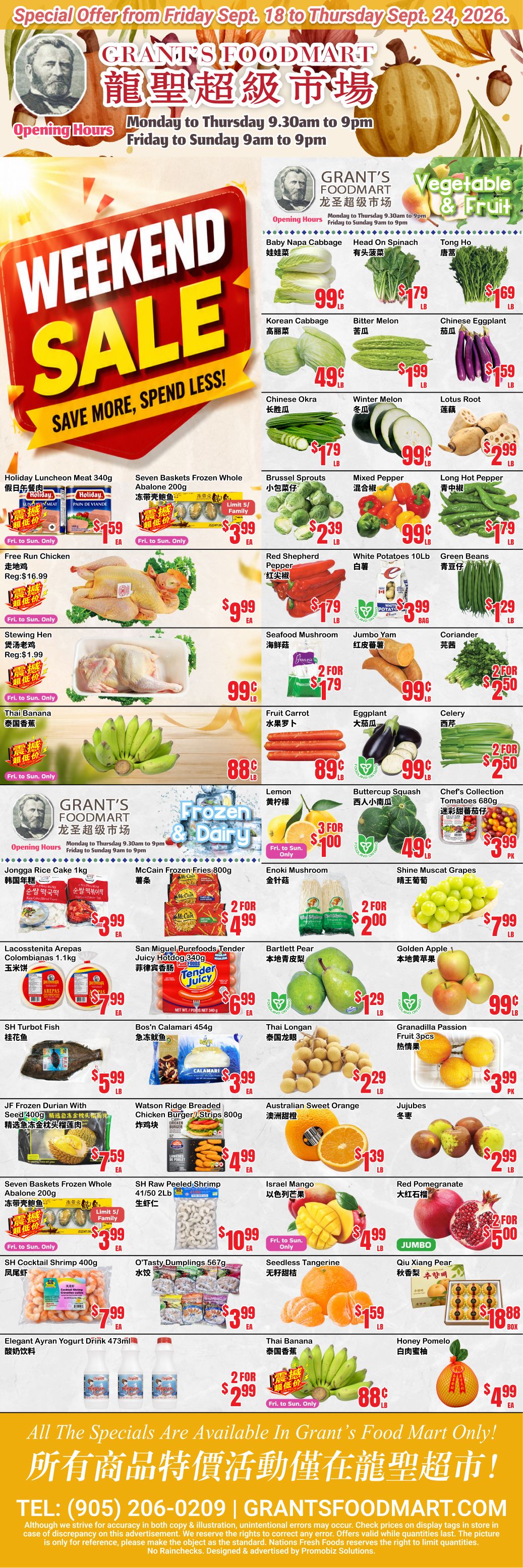Grant's Food Mart Flyer September 18 to 24
