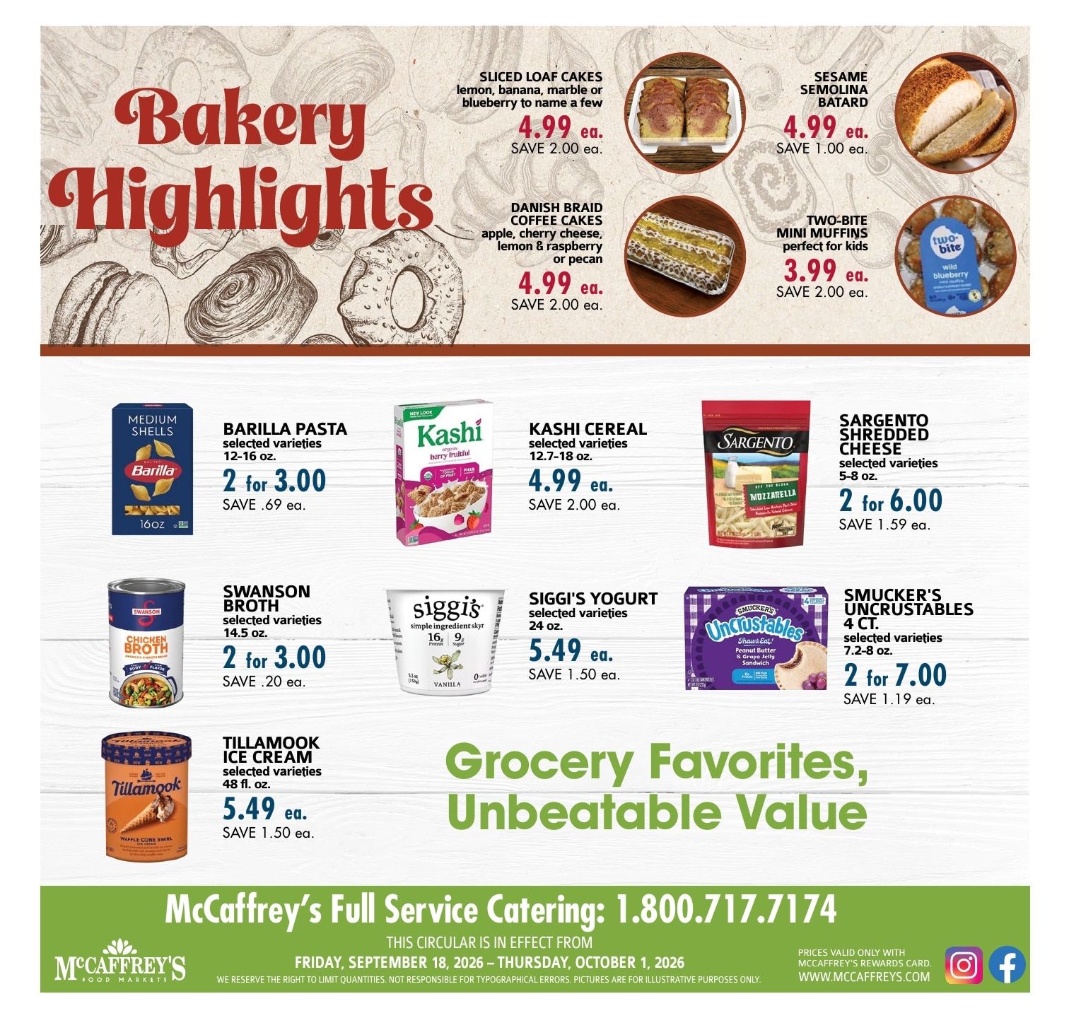 McCaffrey's Food Markets Weekly Ad September 18 - October 1, 2026