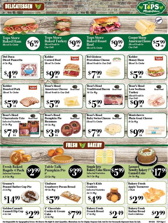Tops Marketplace Weekly Ad September 18 - 24, 2026