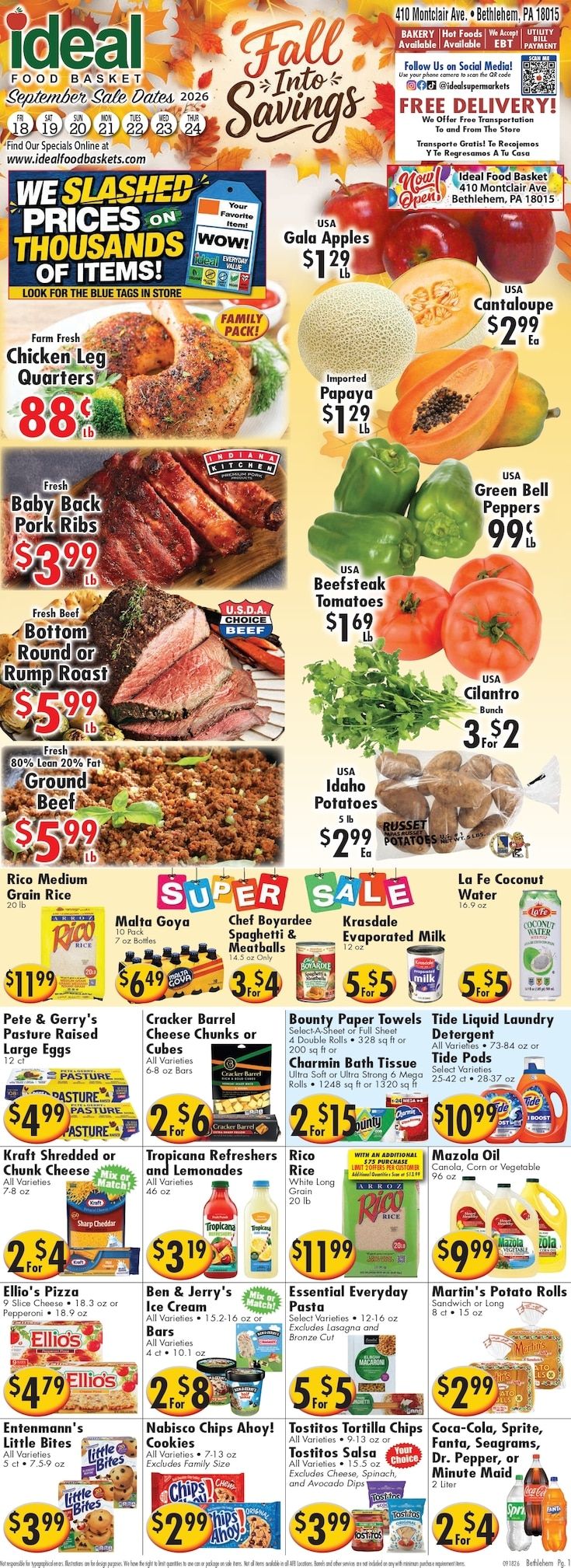 Ideal Food Basket (Bethlehem, PA) Weekly Ad September 18 - 24, 2026