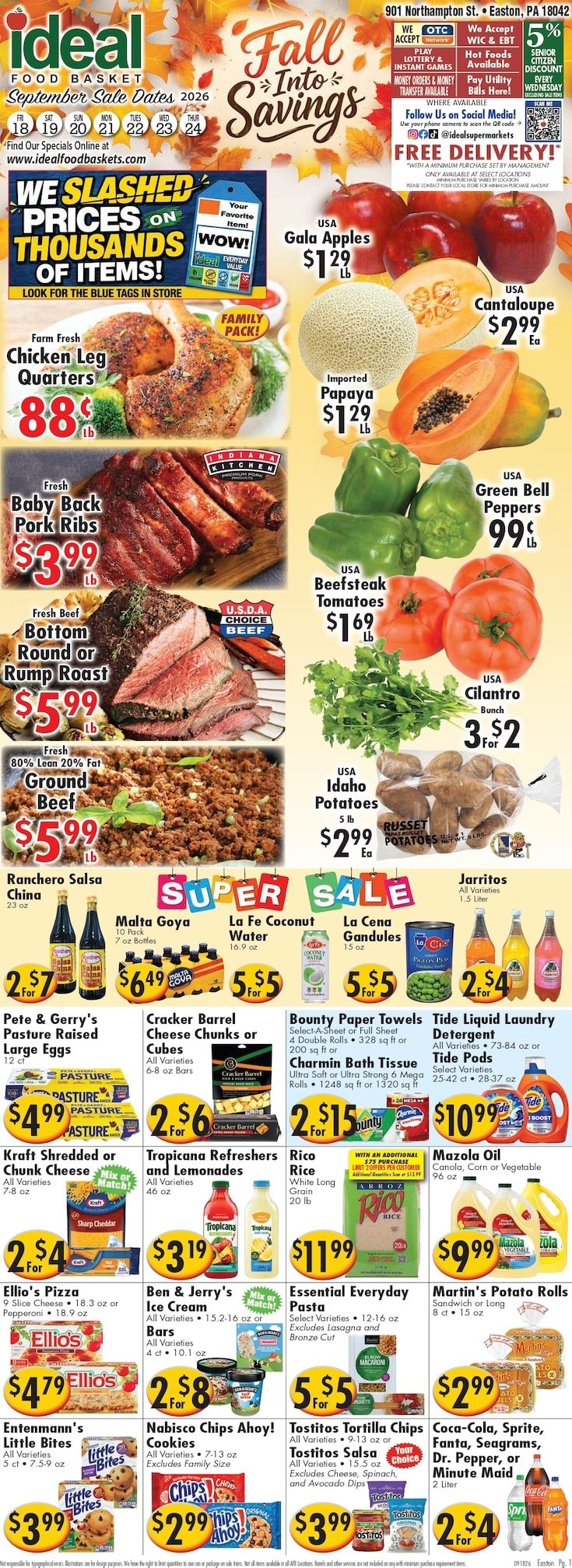 Ideal Food Basket (Easton, PA) Weekly Ad September 18 - 24, 2026