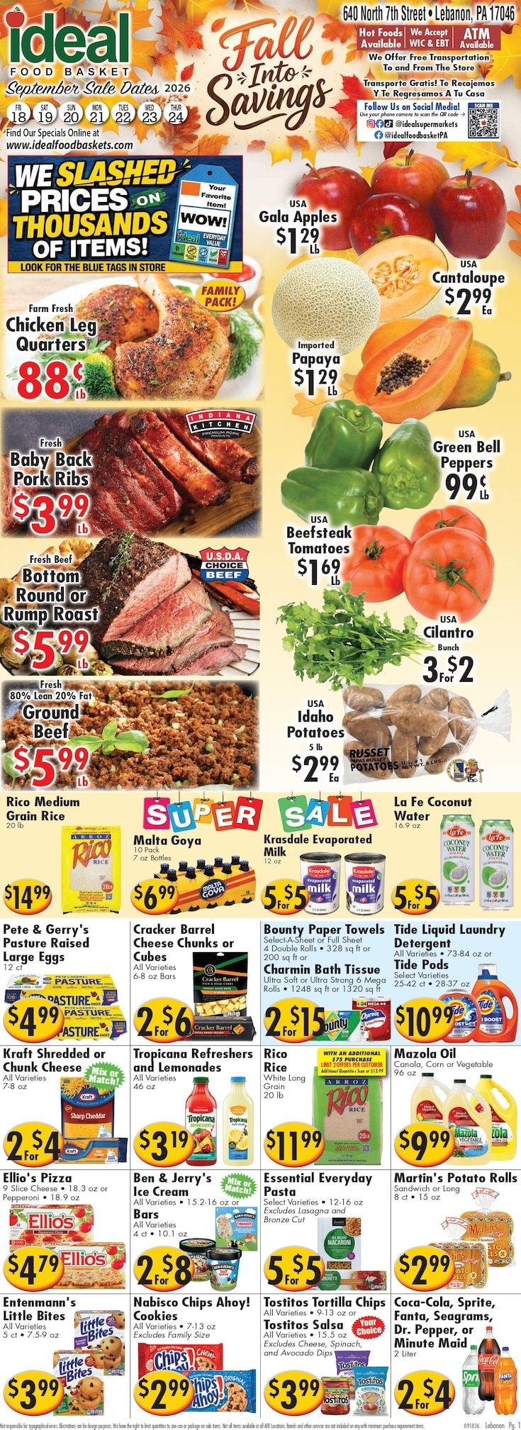 Ideal Food Basket (Lebanon, PA) Weekly Ad September 18 - 24, 2026