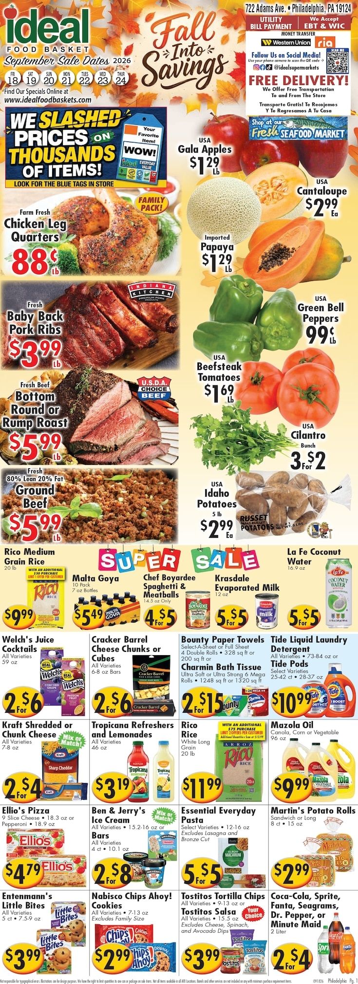 Ideal Food Basket (Philadelphia, PA) Weekly Ad September 18 - 24, 2026