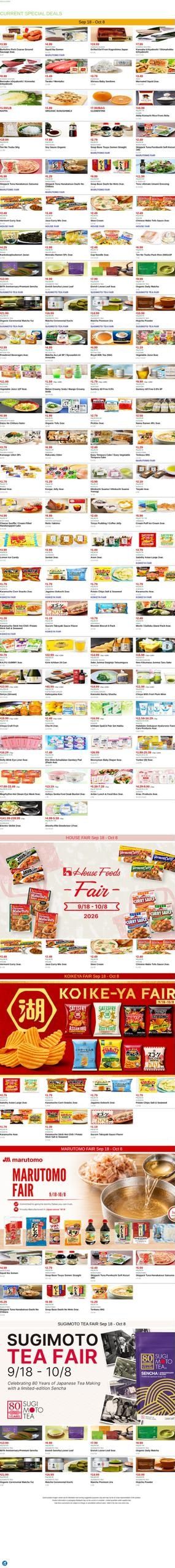 Mitsuwa Marketplace (San Jose Area, CA) Weekly Ad September 18 - October 8, 2026
