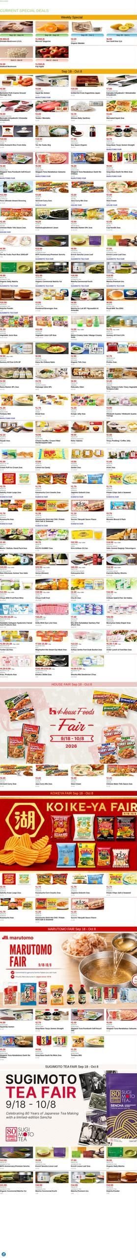 Mitsuwa Marketplace (Alhambra Area, CA) Weekly Ad September 18 - 24, 2026