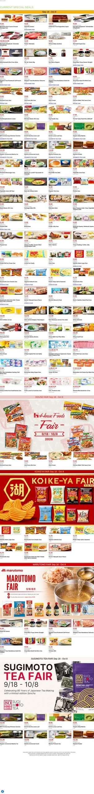 Mitsuwa Marketplace (Addison Area, IL) Weekly Ad September 18 - October 8, 2026