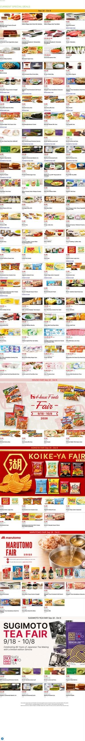 Mitsuwa Marketplace (Jersey City Area, NJ) Weekly Ad September 18 - October 8, 2026