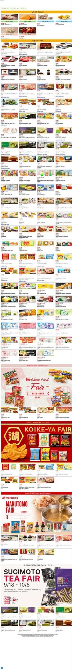 Mitsuwa Marketplace (Long Beach-Torrance Area, CA) Weekly Ad September 18 - 24, 2026