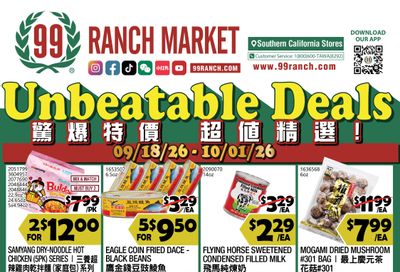 99 Ranch Market (Alhambra and other locations, CA) Weekly Ad September 18 - 24, 2026