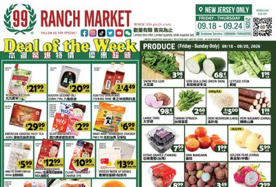 99 Ranch Market (Edison, Hackensack and Jersey City, NJ) Weekly Ad September 18 - 25, 2026