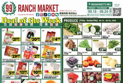 99 Ranch Market (Quincy, MA) Weekly Ad September 18 - 25, 2026