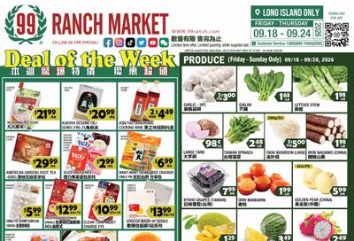 99 Ranch Market (Westbury, NY) Weekly Ad September 18 - 25, 2026