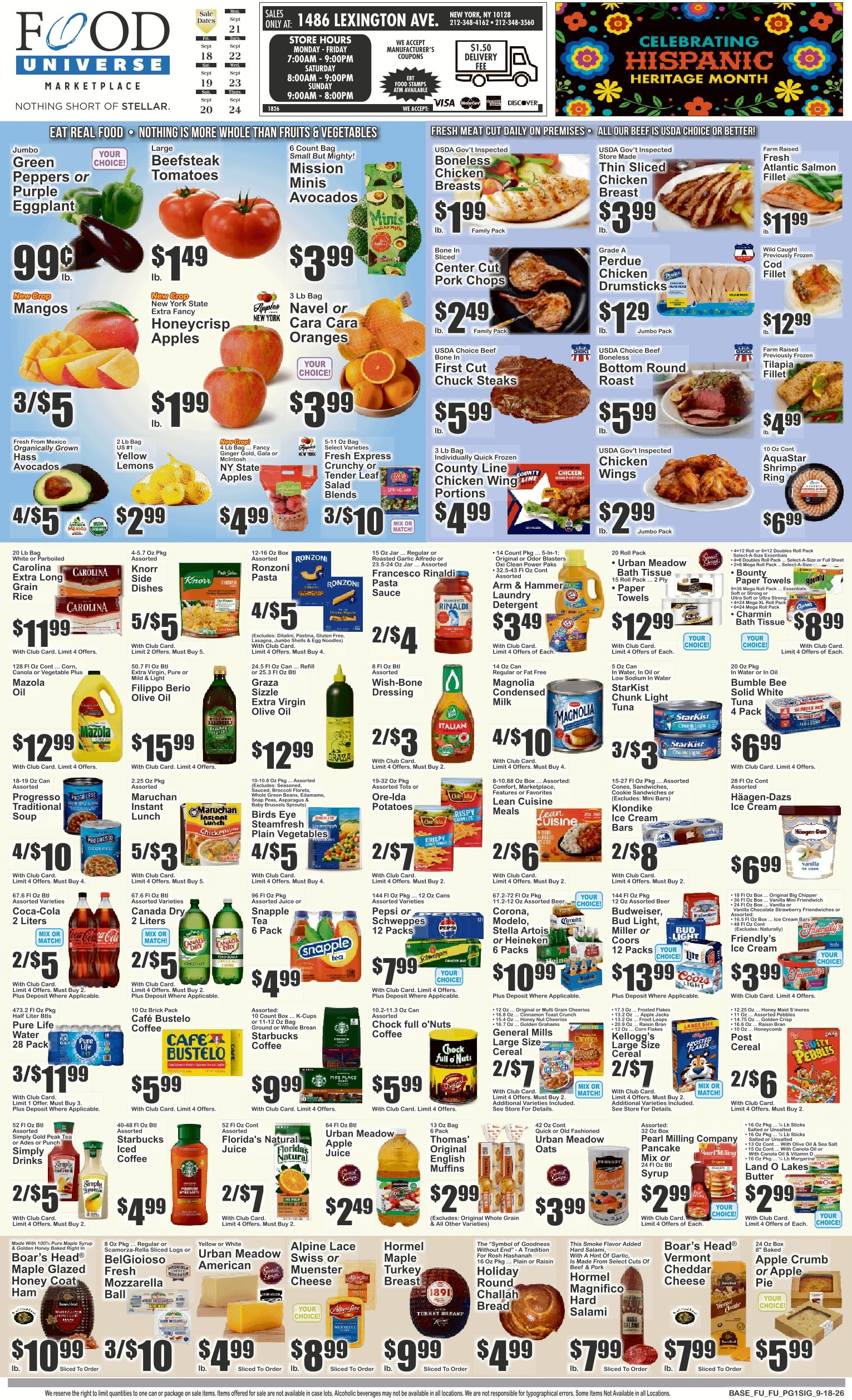 Food Universe (1486 Lexington Ave., New York, NY) Weekly Ad September 18 - 24, 2026