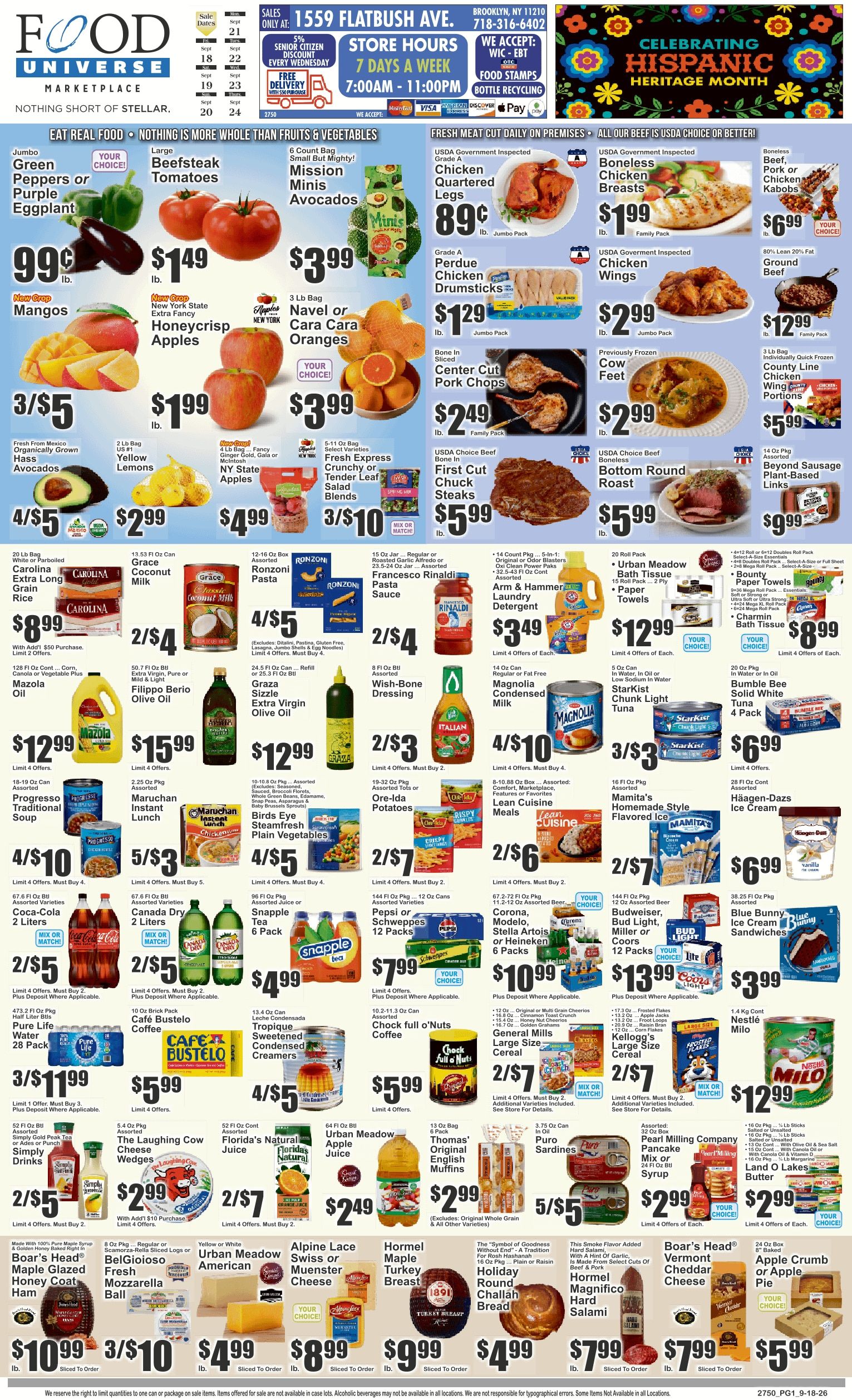Food Universe (1559 Flatbush Avenue, Brooklyn, NY) Weekly Ad September 18 - 24, 2026