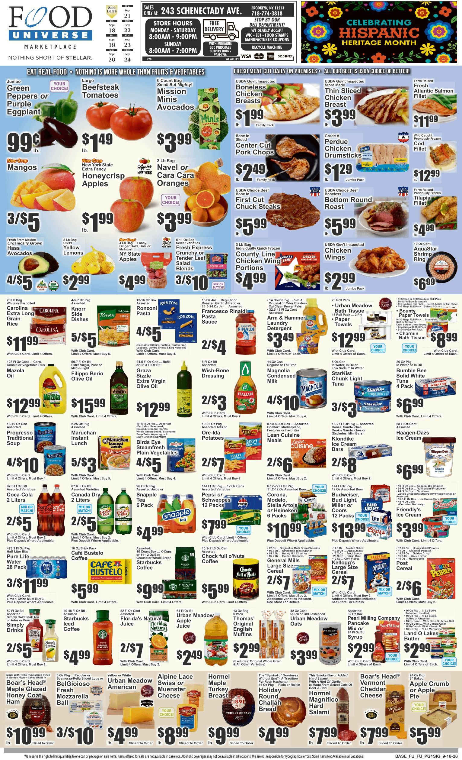 Food Universe (243 Schenactady Ave., Brooklyn, NY) Weekly Ad September 18 - 24, 2026