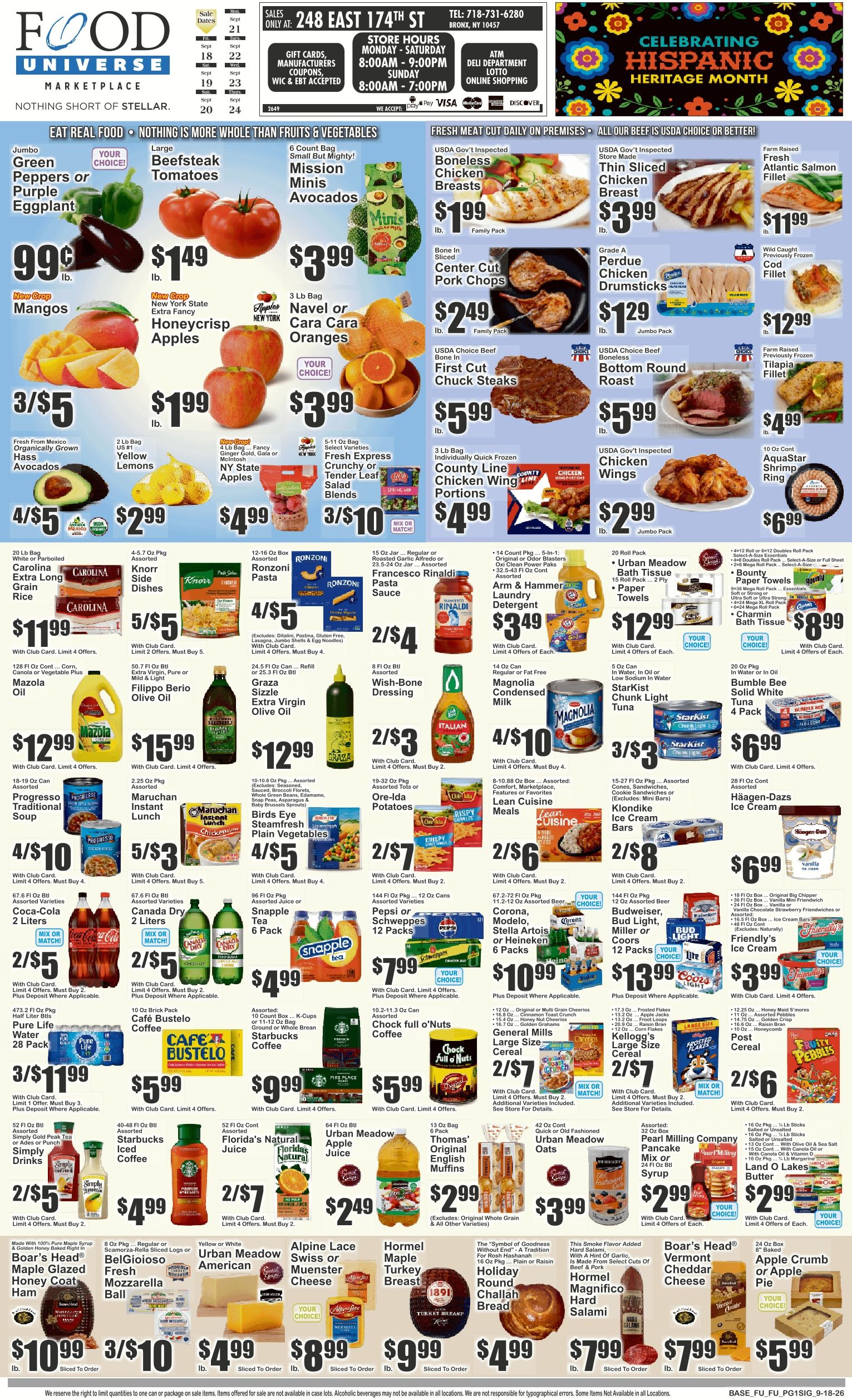 Food Universe (248 East 174th Street, Bronx, NY) Weekly Ad September 18 - 24, 2026