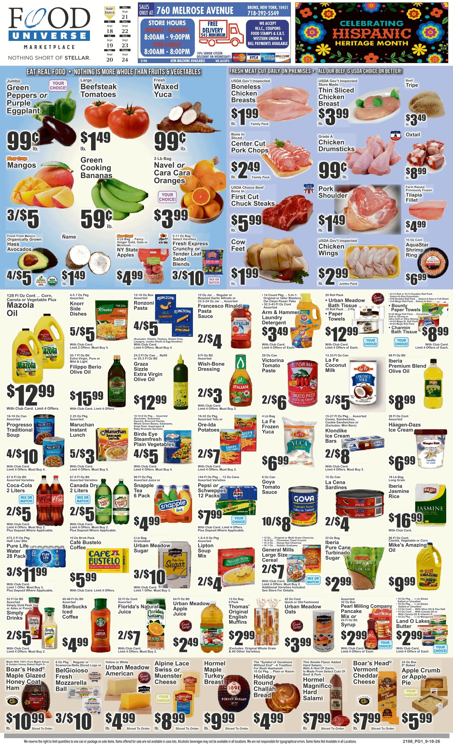 Food Universe (760 Melrose Ave., Bronx, NY) Weekly Ad September 18 - 24, 2026