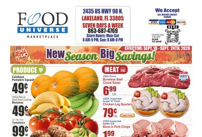 Food Universe (Lakeland, FL) Weekly Ad September 18 - 24, 2026