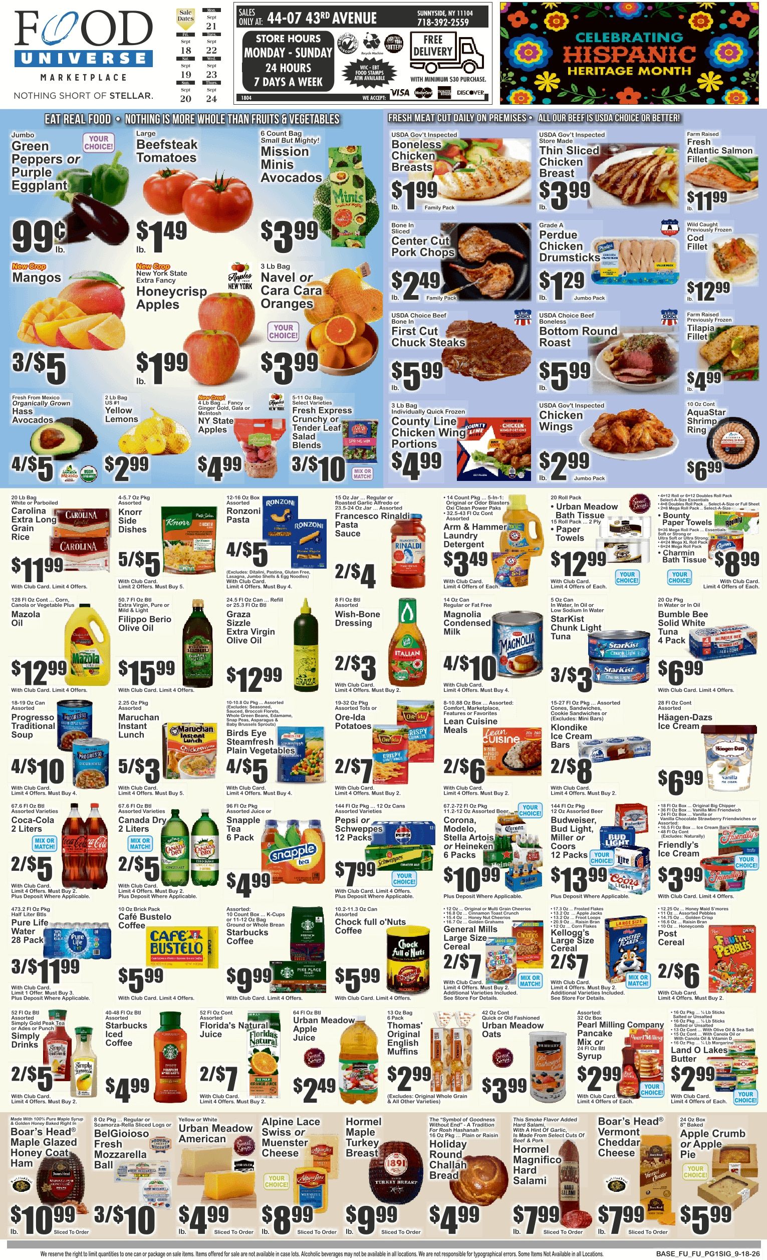 Food Universe (Sunnyside, NY) Weekly Ad September 18 - 24, 2026
