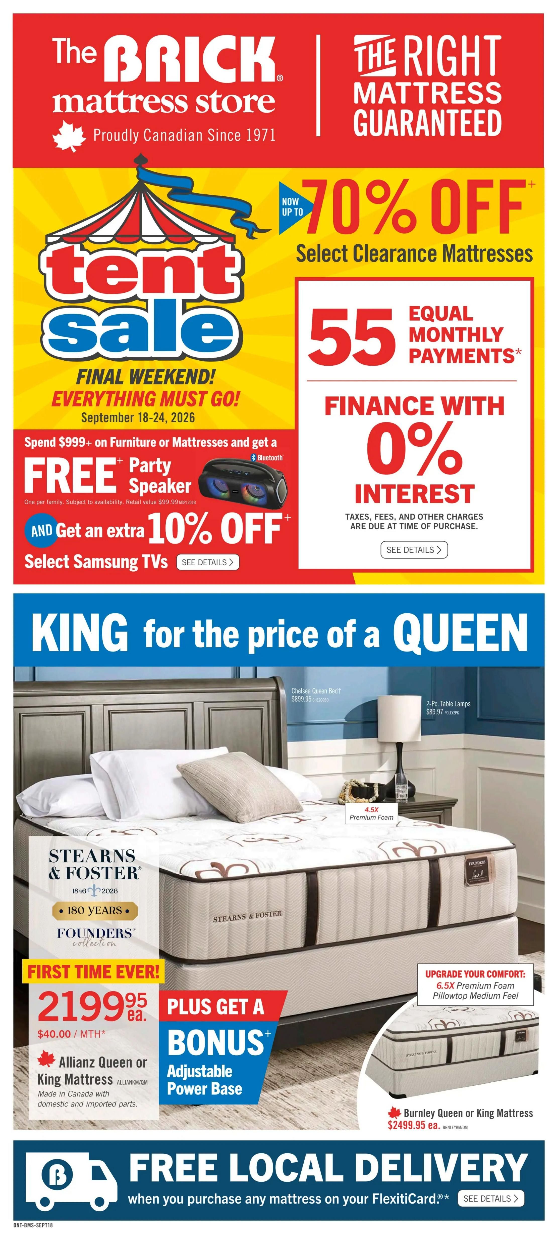 The Brick Mattress Store Flyer September 18 to 24