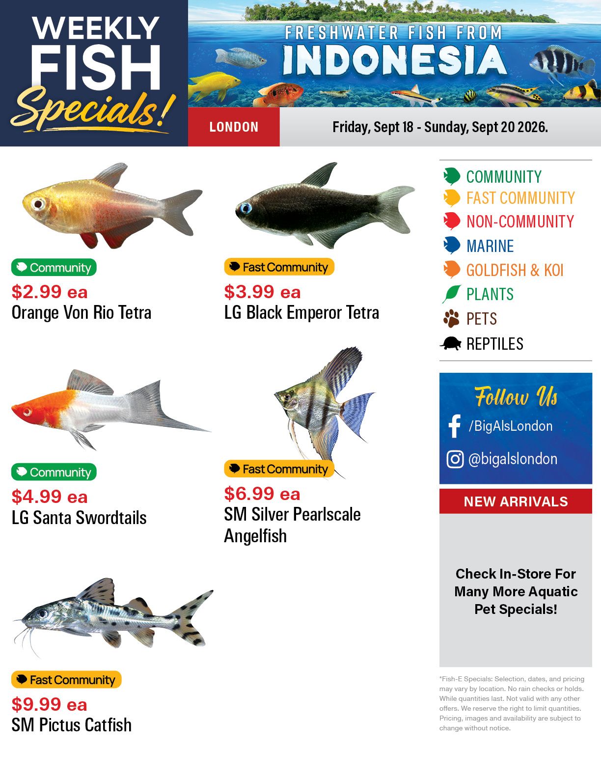 Big Al's (London) Weekend Specials September 18 to 24