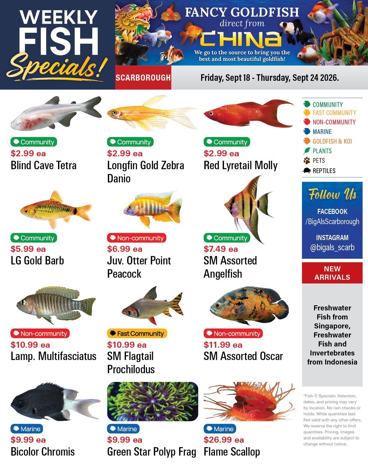 Big Al's (Scarborough) Weekly Specials September 18 to 24