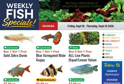 Big Al's (Vaughan) Weekly Specials September 18 to 24
