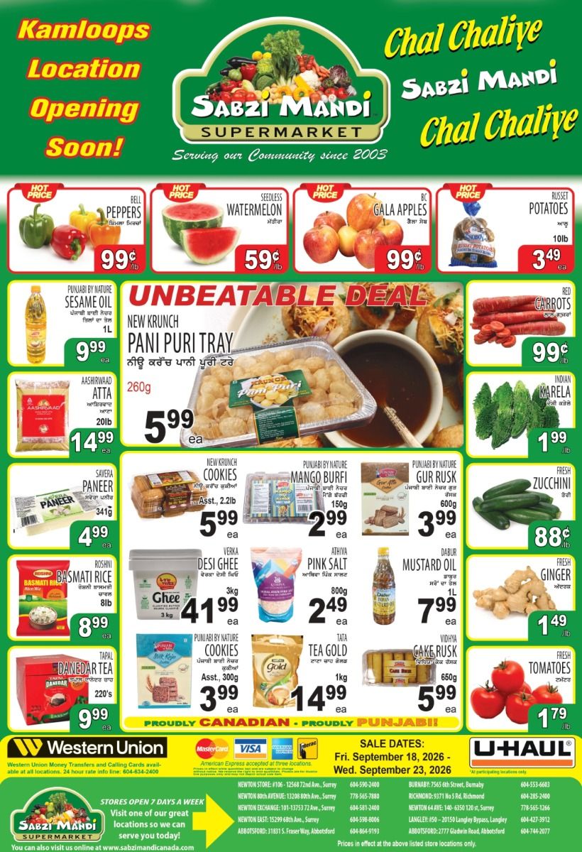 Sabzi Mandi Supermarket (Lower Mainland) Flyer September 18 to 23