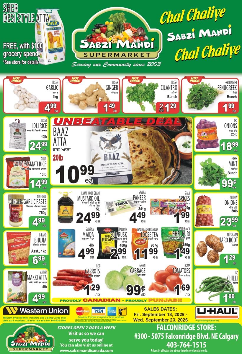 Sabzi Mandi Supermarket (Calgary) Flyer September 18 to 23