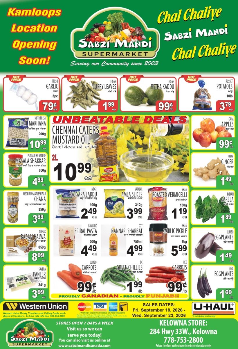 Sabzi Mandi Supermarket (Kelowna) Flyer September 18 to 23