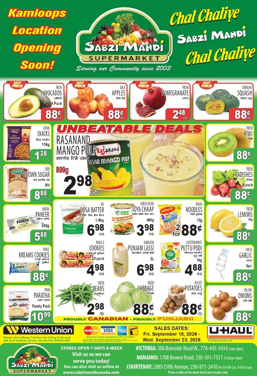 Sabzi Mandi Supermarket (Vancouver Island) Flyer September 18 to 23