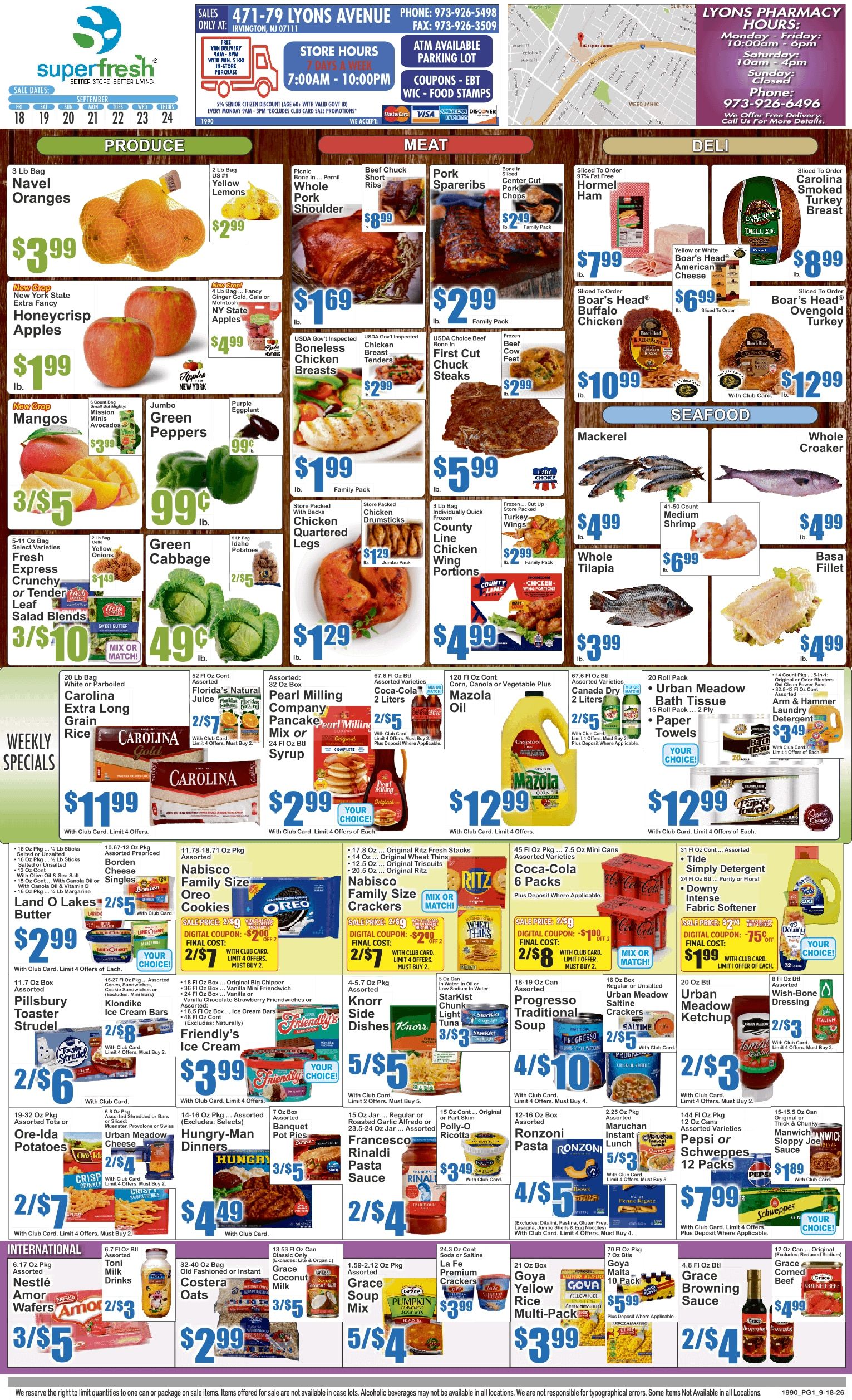 SuperFresh Supermarkets (Irvington, NJ) SuperFresh Weekly Ad September 18 - 24, 2026